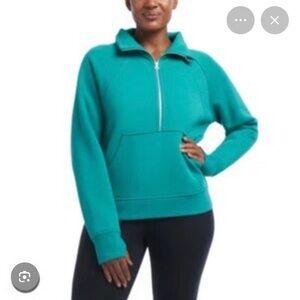 Danskin Women’s Half Zip Funnel Neck - turquoise-L